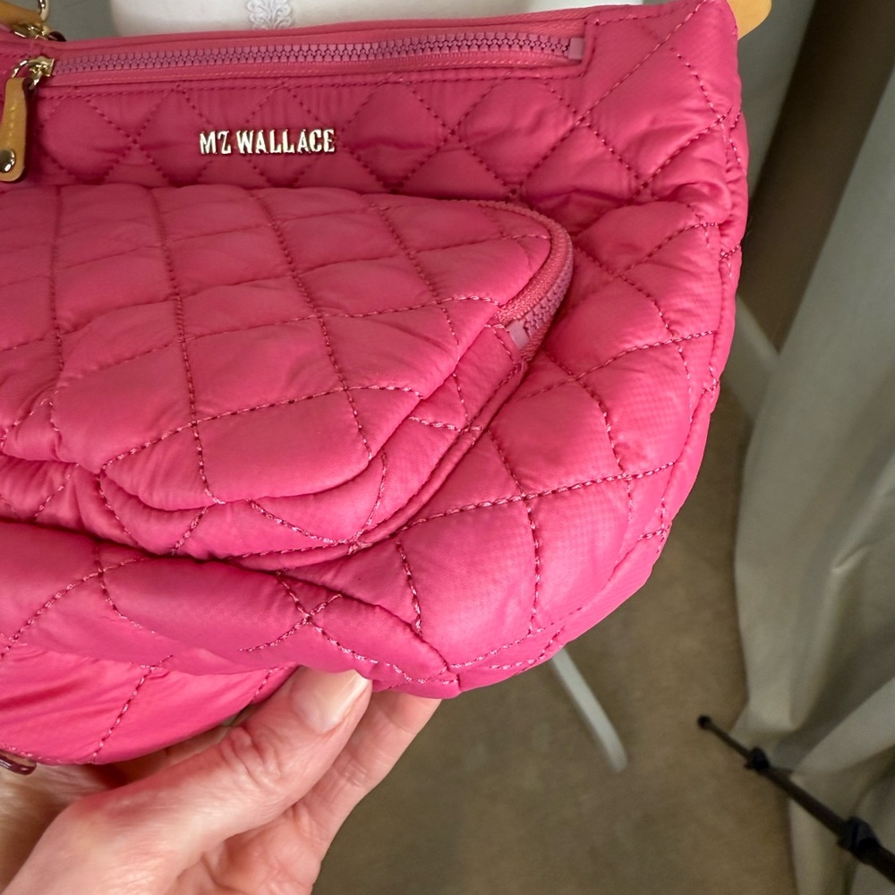 MZ Wallace Zinnia Pink Quilted Metro Scout Deluxe Crossbody Bag Gold Hardware - Picture 9 of 13